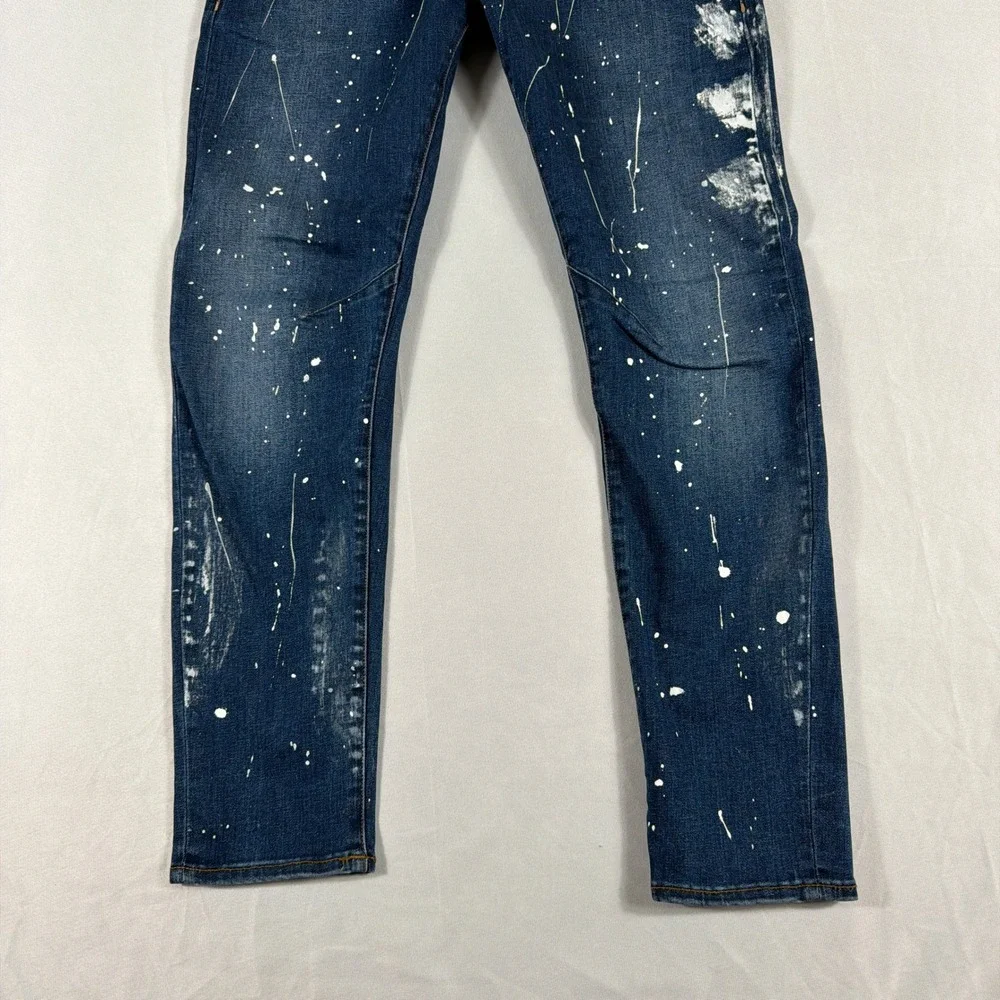G-Star Raw D-Staq 3D Skinny Paint Splatter Distressed Jeans 29x30‎ Indigo Blue